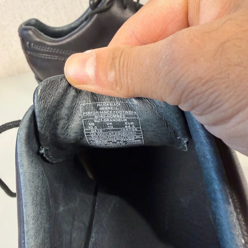 Merrell Shoes Patent‎ Pending Men Size 10.5 Leather Black Leather